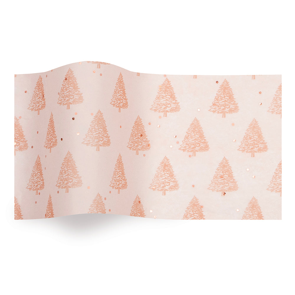 Rose Gold Pearl Trees Christmas Tissue Paper 5 Sheets of 20 x 30" Satinwrap Tissue Wrapping Paper