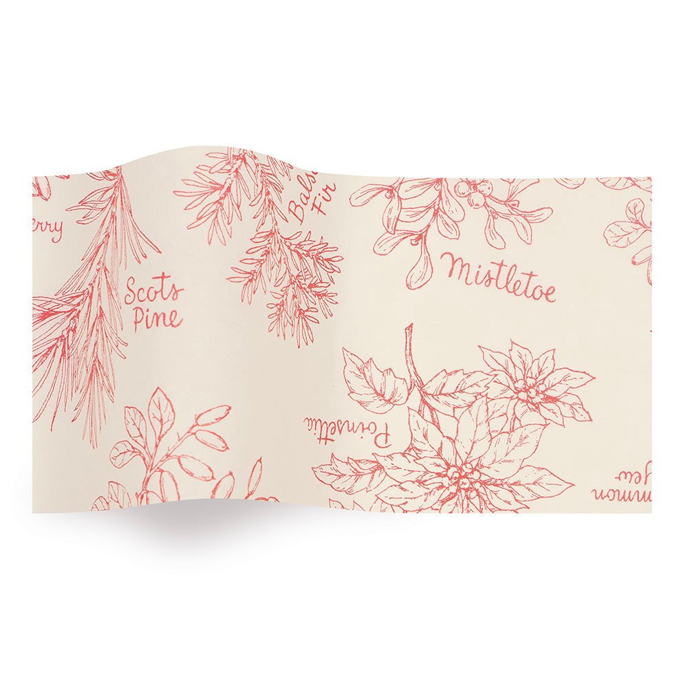 Winter Topiary Christmas FoliageTissue Paper 5 Sheets of 20 x 30" Satinwrap Tissue Wrapping Paper