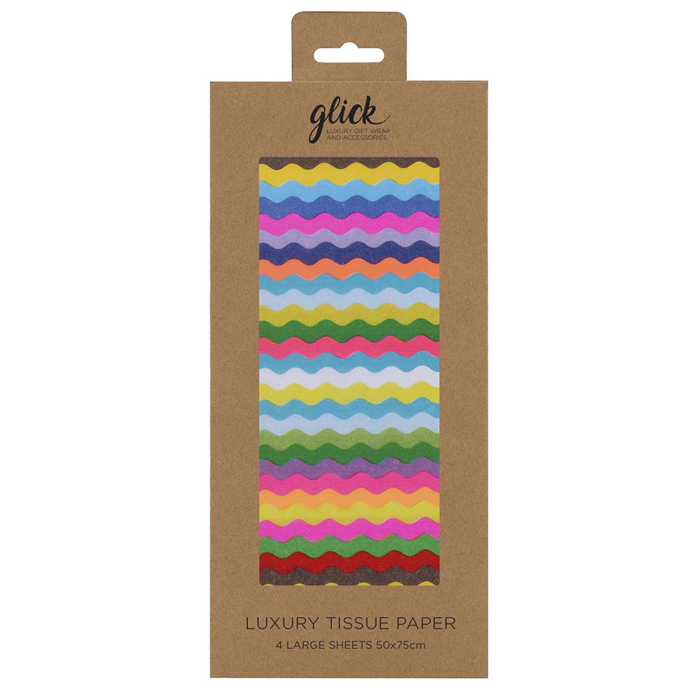 Colour Hub Ric Rac Zig Zag Rainbow Glick 4 sheets tissue wrapping paper 50 x 75 cm