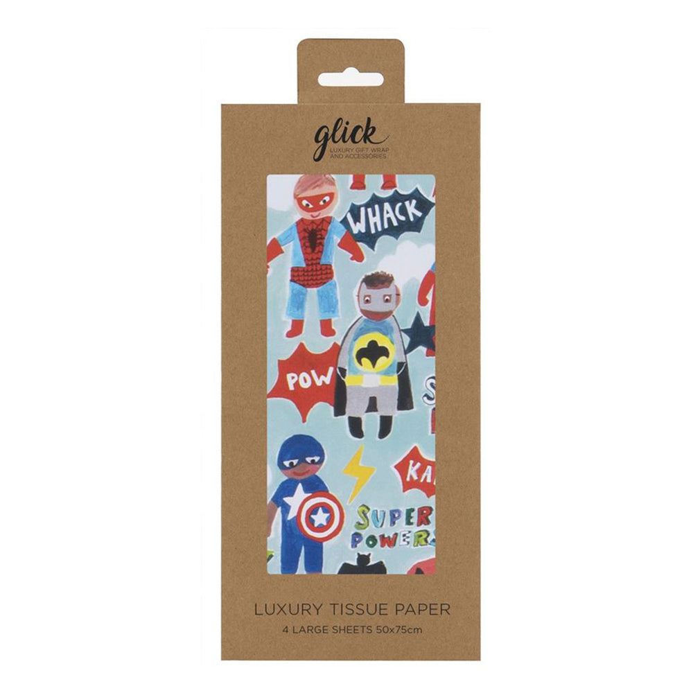 Superheroes Glick 4 sheets tissue wrapping paper 50 x 75 cm