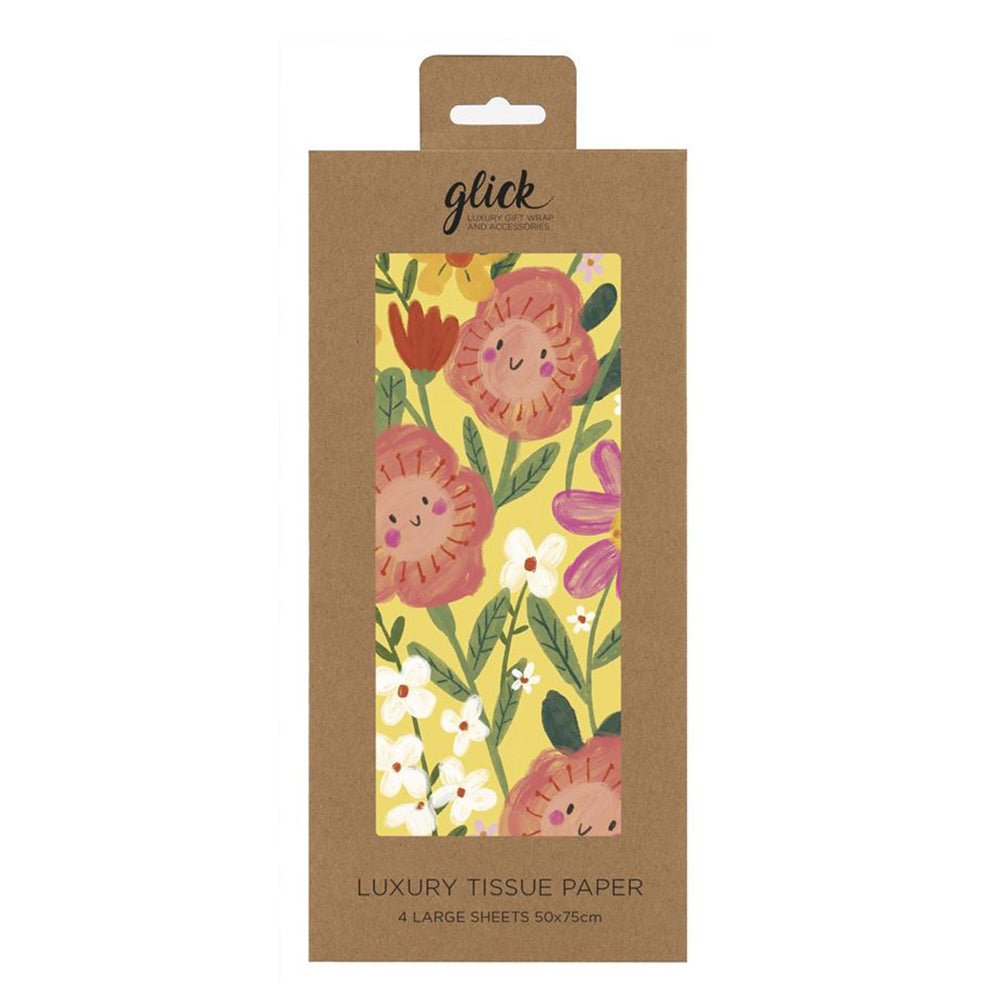Happy Garden Flowers Glick 4 sheets tissue wrapping paper 50 x 75 cm