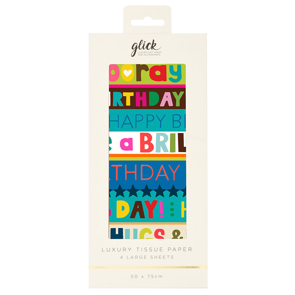 Birthday Stripe Blue II Glick 4 sheets tissue wrapping paper 50 x 75 cm