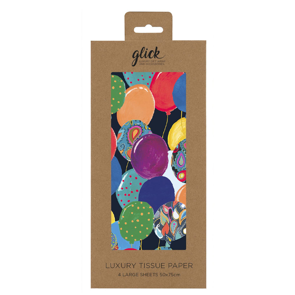 Balloons Blue Glick 4 sheets tissue wrapping paper 50 x 75 cm