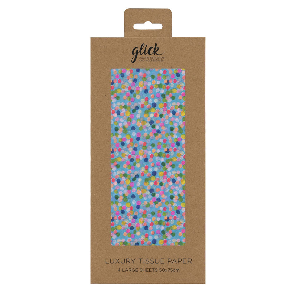Spotty Blue Glick 4 sheets tissue wrapping paper 50 x 75 cm