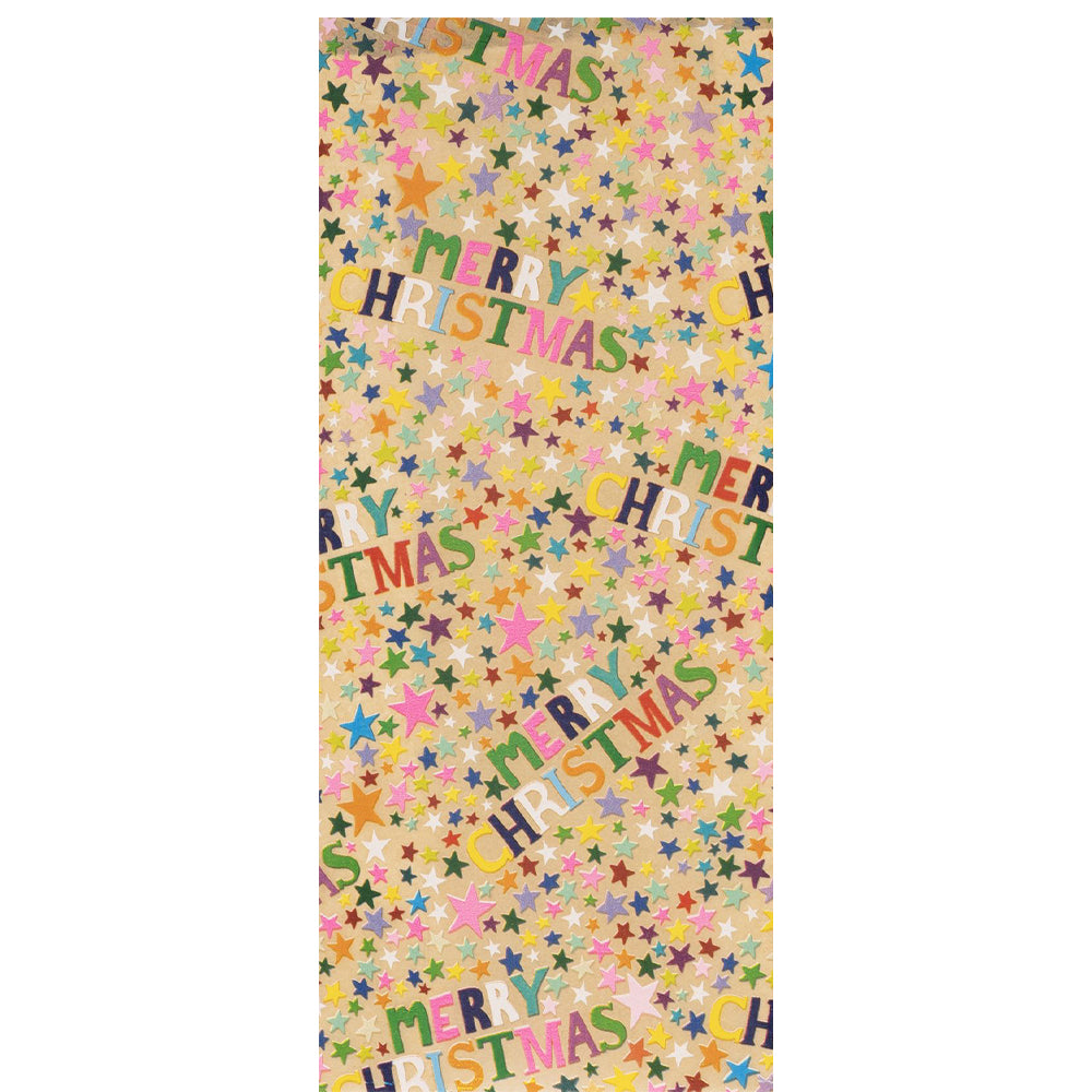 Merry Christmas Stars Kraft 4 sheets tissue wrapping paper 50 x 75 cm