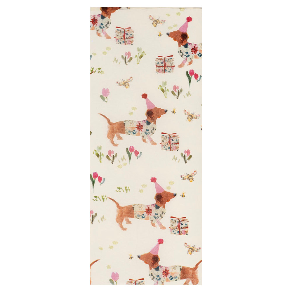 Birthday Sausage Dog Glick 4 sheets tissue wrapping paper 50 x 75 cm