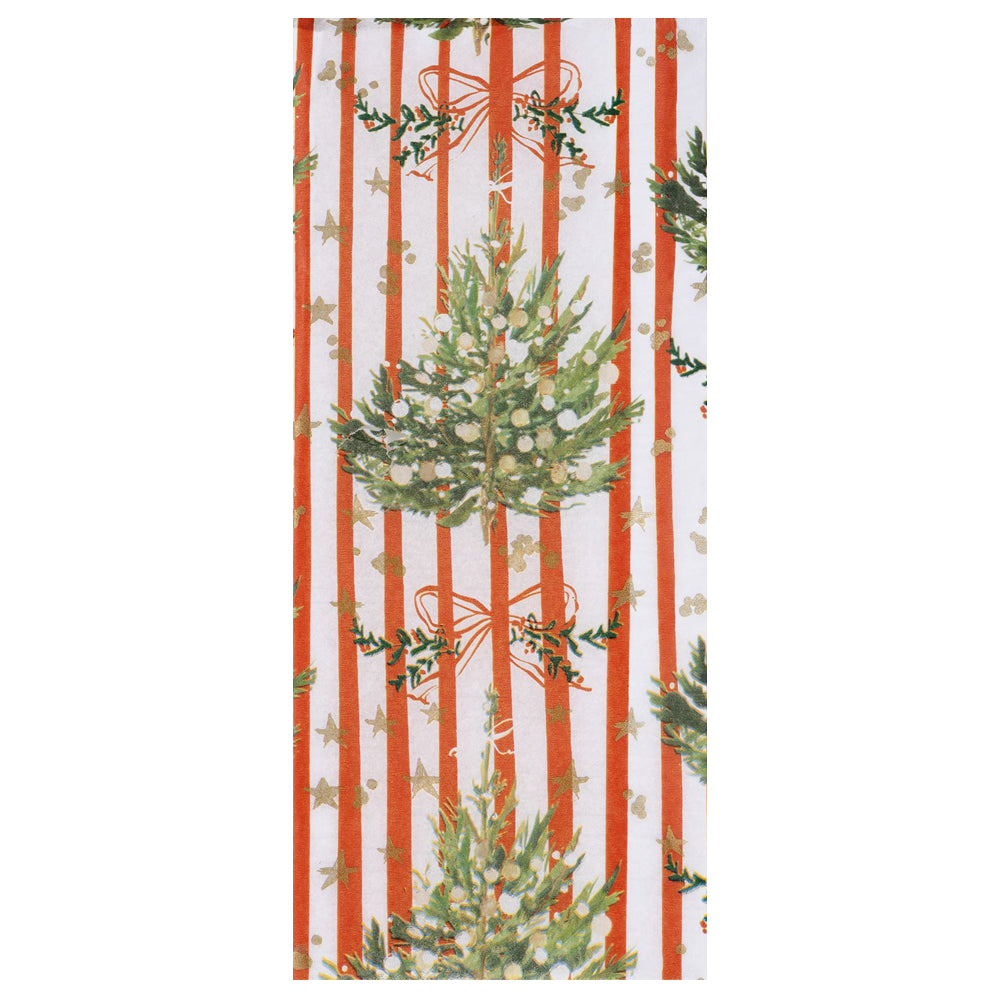 Spruce and Red Stripe Christmas 4 sheets tissue wrapping paper 50 x 75 cm