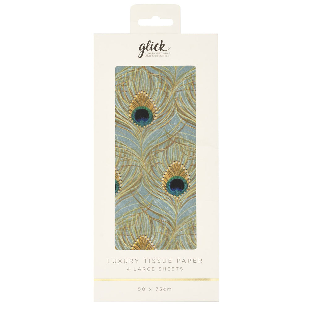 Peacock Quill Feathers Stephanie Dyment Glick 4 sheets tissue wrapping paper 50 x 75 cm