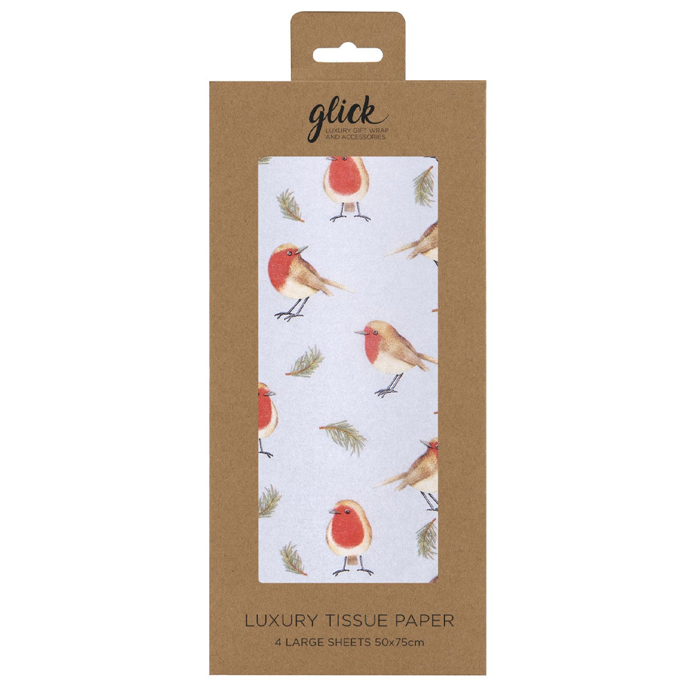 Robins Silver Christmas Glick 4 sheets tissue wrapping paper 50 x 75 cm