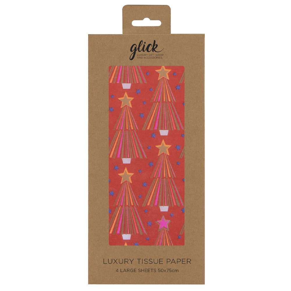 Contemporary Tree Red Christmas Glick 4 sheets tissue wrapping paper 50 x 75 cm