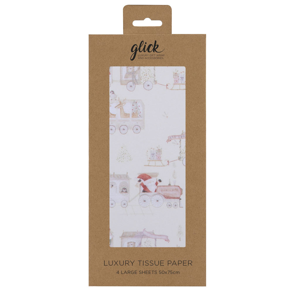 All Aboard Train Christmas Glick 4 sheets tissue wrapping paper 50 x 75 cm