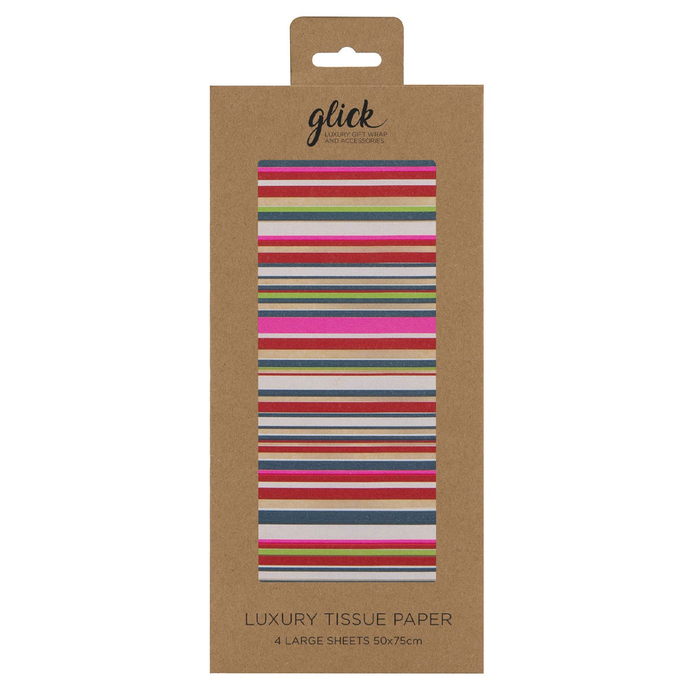 Stripe Kraft Christmas Glick 4 sheets tissue wrapping paper 50 x 75 cm