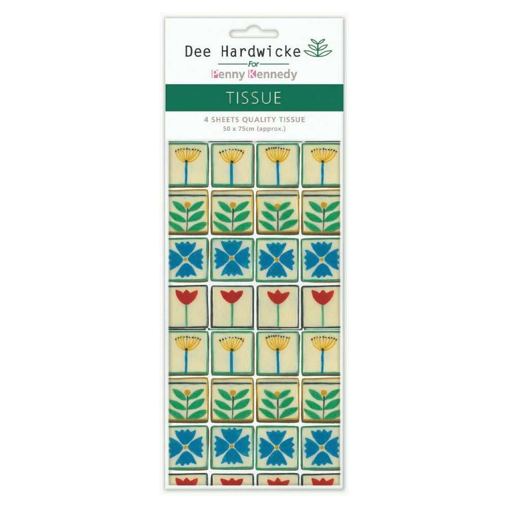 Dee Hardwick Small Flower Tiles Tissue Wrapping Paper 4 sheets 50 x 70 cm