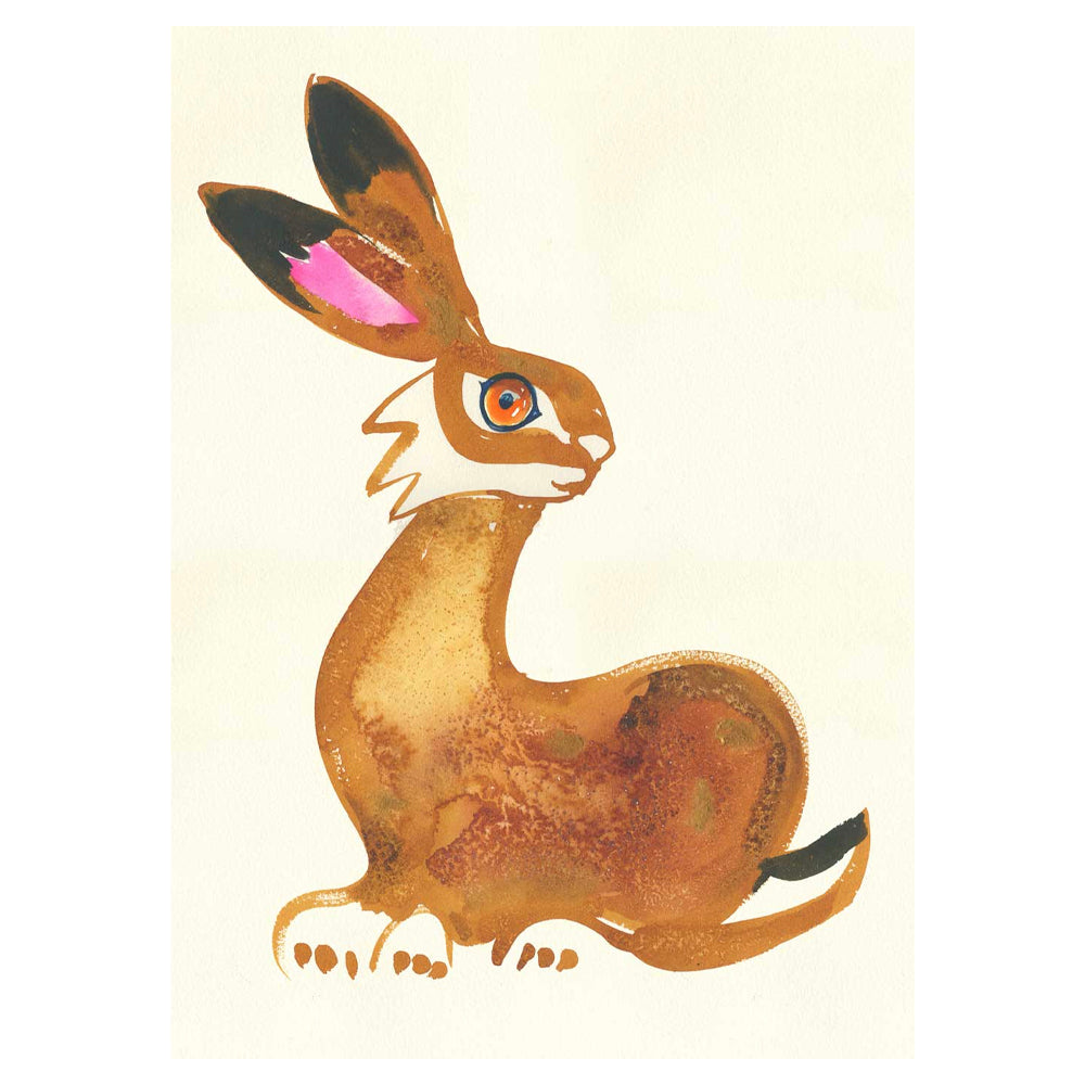 Hare- Greeting Card - Daniel Mackie Designs 7 x 5 inches wrapped in cello with envelope