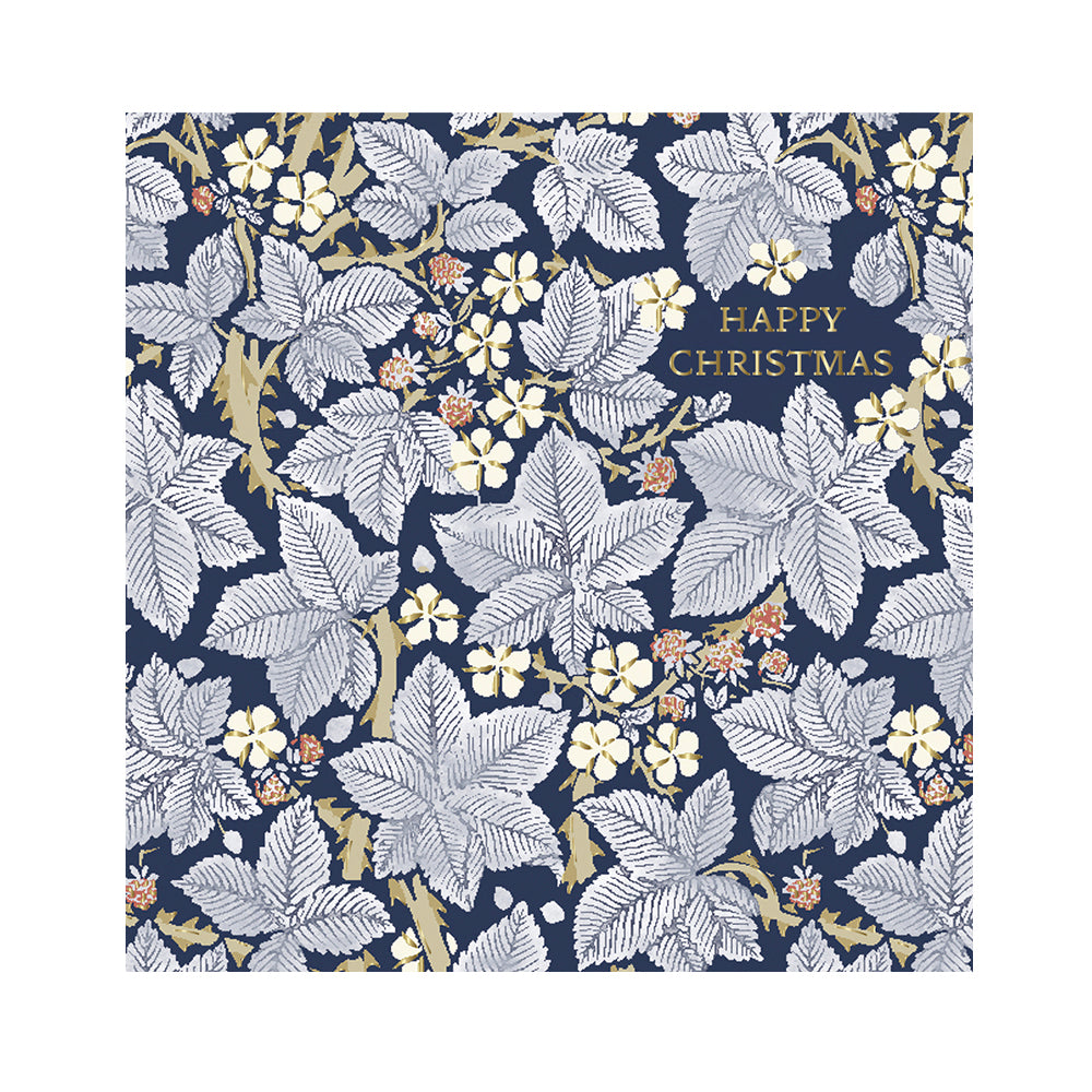 William Morris Single Embossed Christmas Card with Envelope 159 x 159 mm Christmas Berries