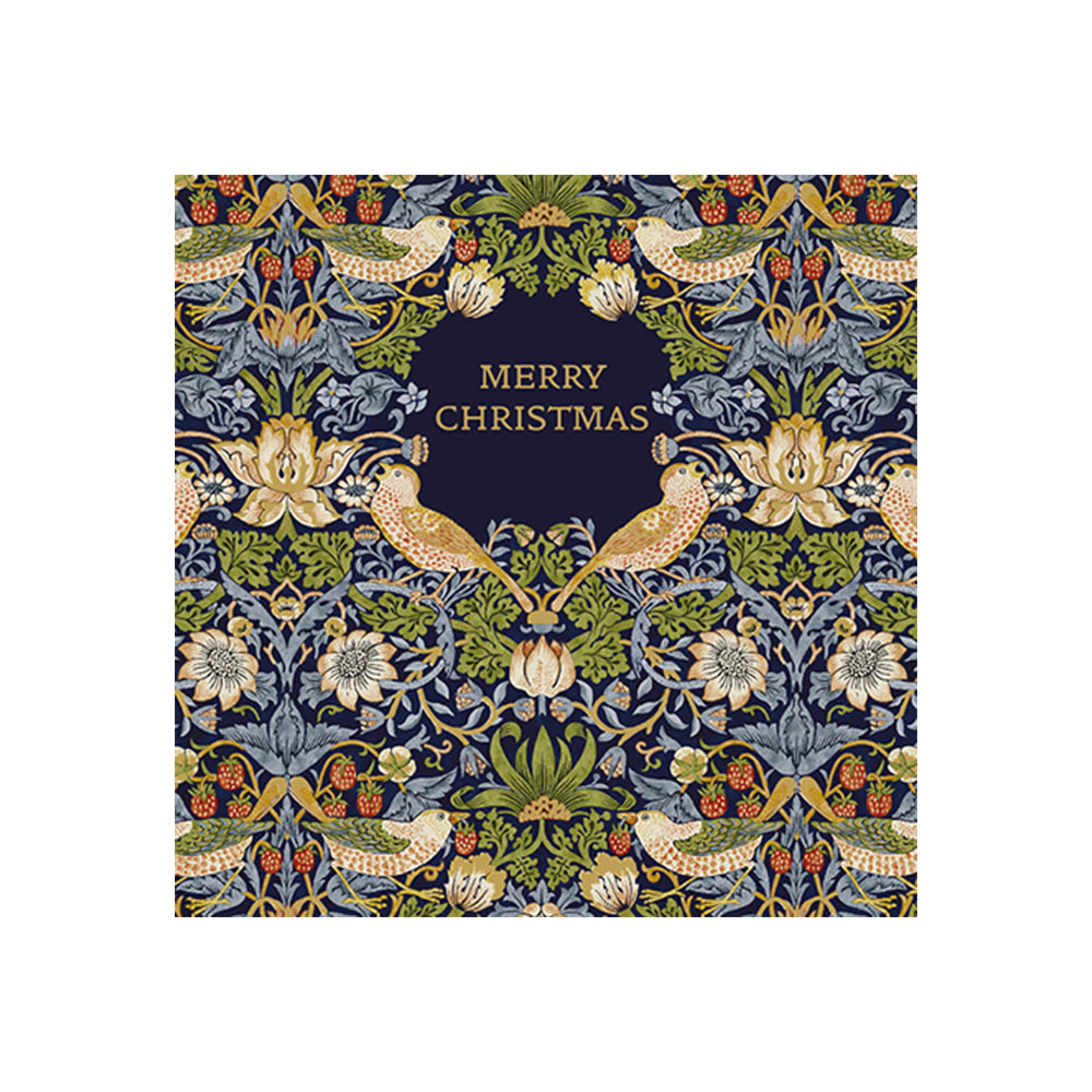 William Morris Christmas Cards - Strawberry Thief 159 x 159 mm wallet of 8 cards 2 designs 4 of each