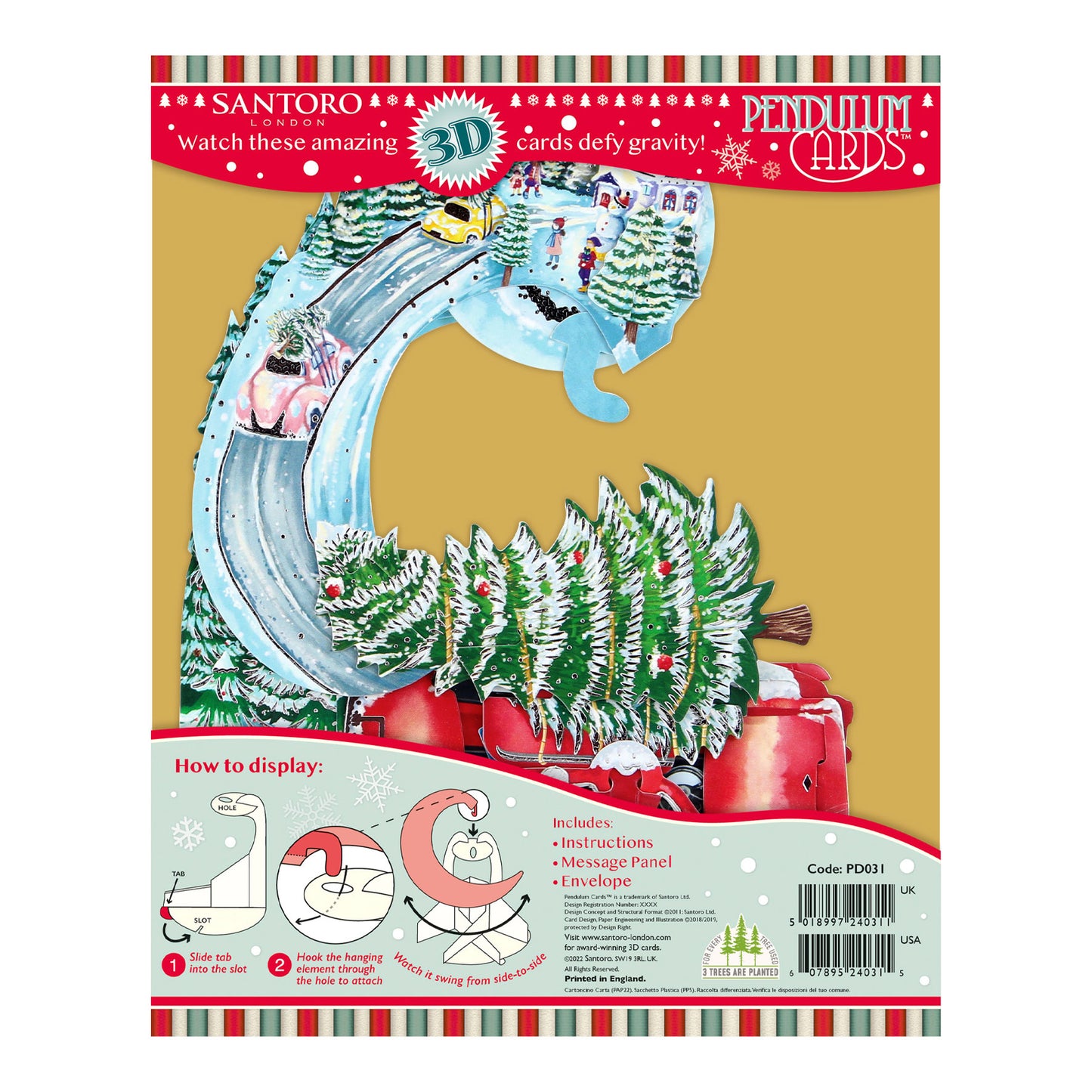 Driving Home For Christmas Pendulum Christmas Card Decoration 39 x 21 x 17cm Santoro