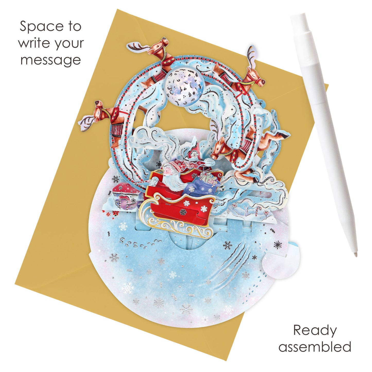 Santa's Sleigh - 3D Pop Up Pirouettes Christmas Card 19 x 17 x 14cm