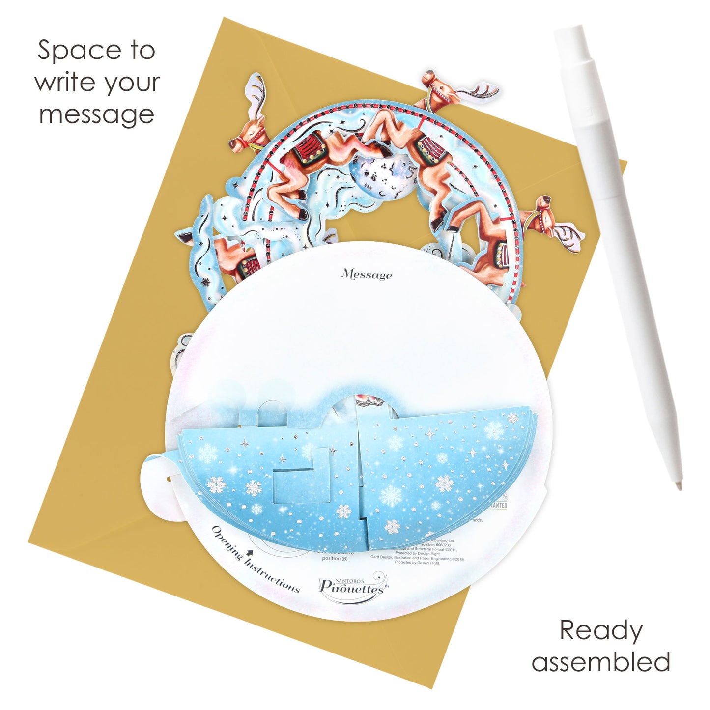 Santa's Sleigh - 3D Pop Up Pirouettes Christmas Card 19 x 17 x 14cm