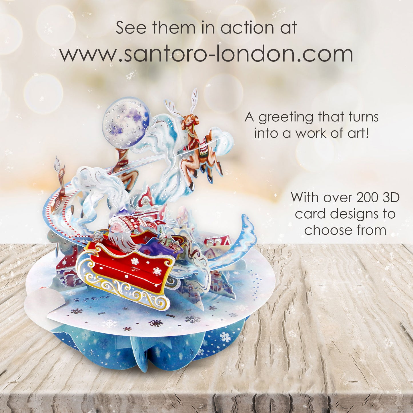 Santa's Sleigh - 3D Pop Up Pirouettes Christmas Card 19 x 17 x 14cm