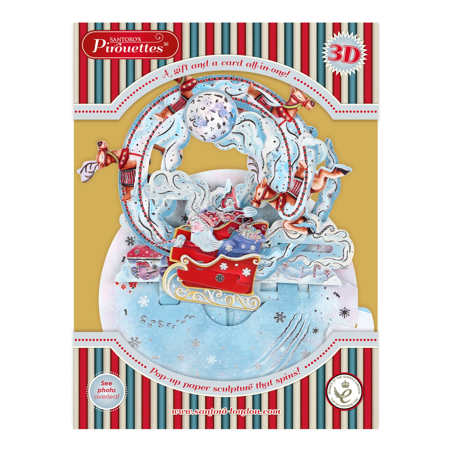 Santa's Sleigh - 3D Pop Up Pirouettes Christmas Card 19 x 17 x 14cm