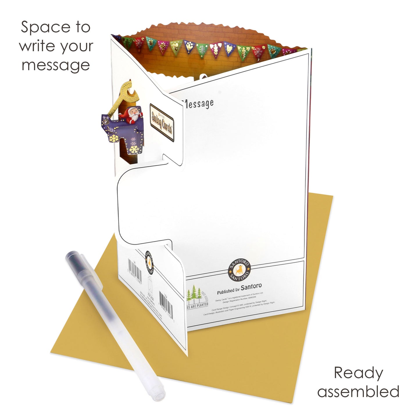Christmas Toy Shop -14.5 x 19.5 x 12cm - 3 D Pop Up Swing Christmas Card Santoro