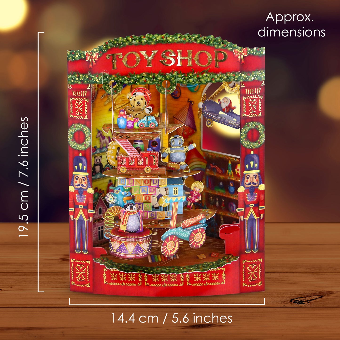 Christmas Toy Shop -14.5 x 19.5 x 12cm - 3 D Pop Up Swing Christmas Card Santoro