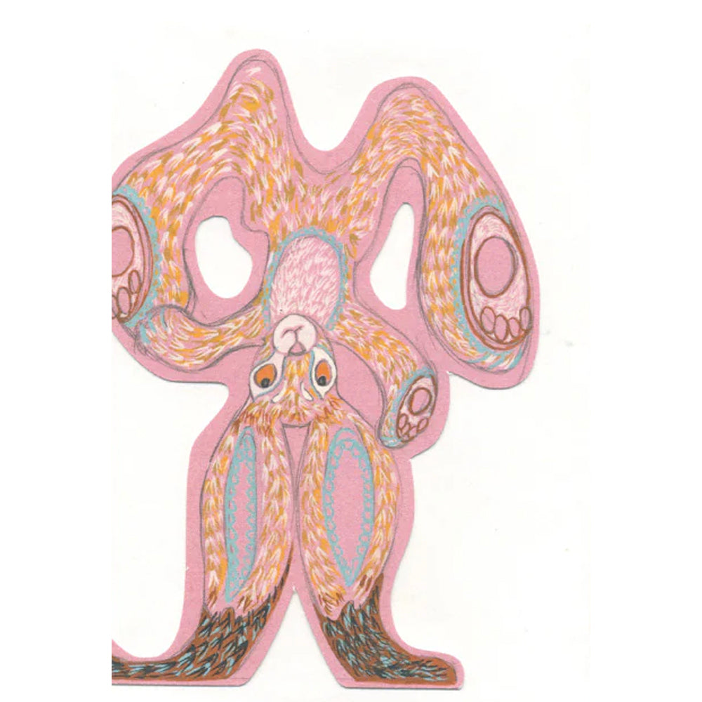 Hare doing an Ear Stand Die Cut Greetings Card Daniel Mackie - 5 x 5 inches with envelope