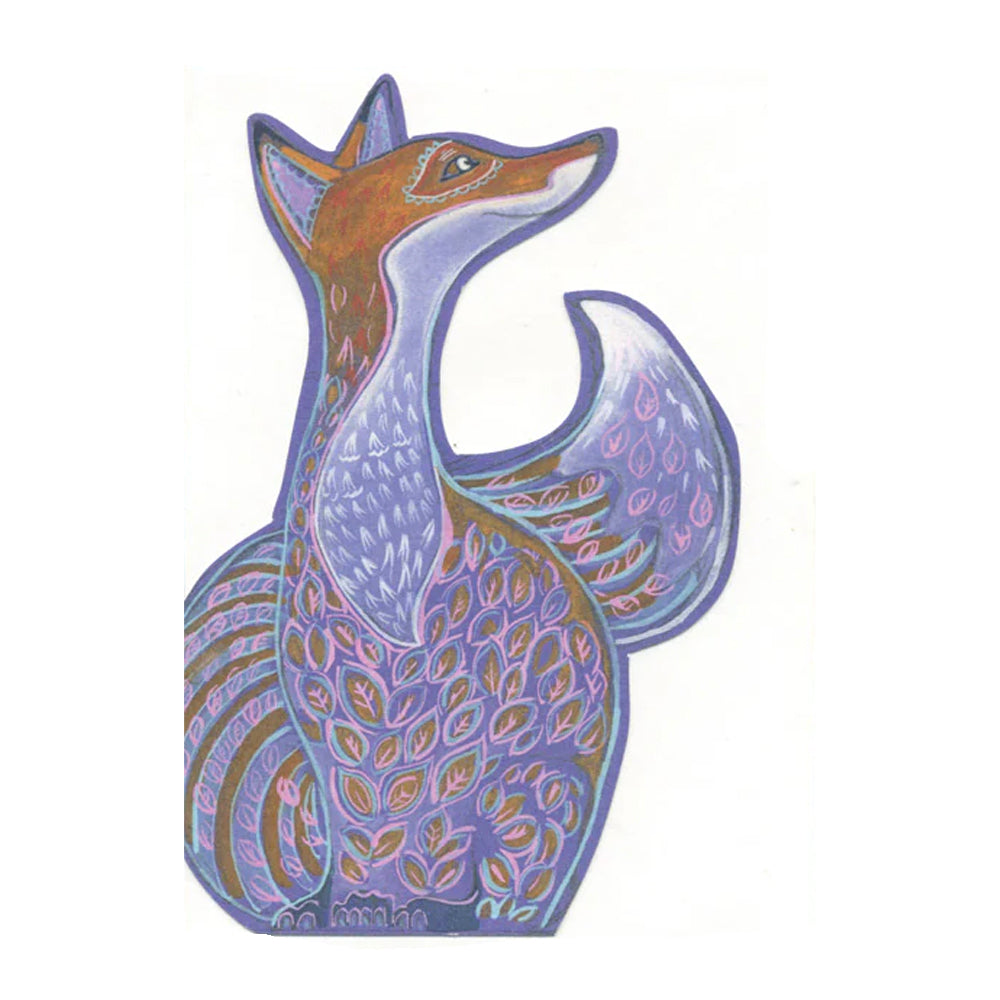 Red Fox Die Cut Greetings Card Daniel Mackie - 5 x 5 inches with envelope