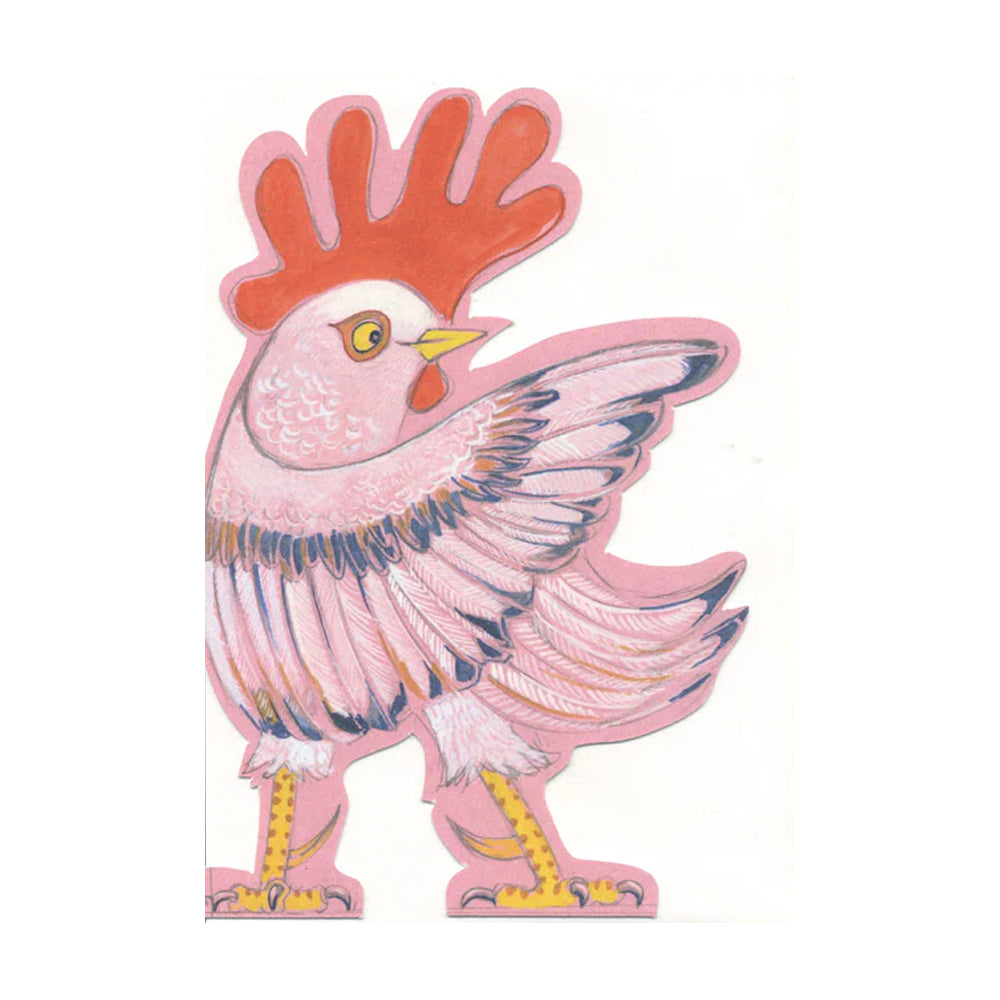 Pointing Rooster Die Cut Greetings Card Daniel Mackie - 5 x 5 inches with envelope