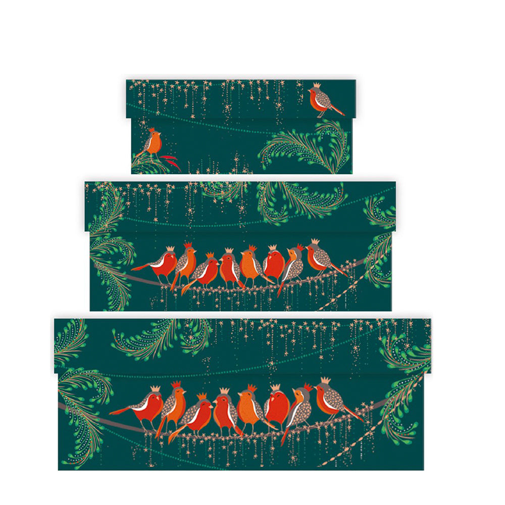 Sara Miller Robins On A Wire Nest of 3 Beautiful Gift Boxes