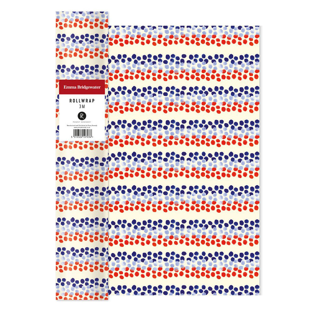 Emma Bridgewater Blue Rainbow Dot Roll Wrap 3 m x 70 cm