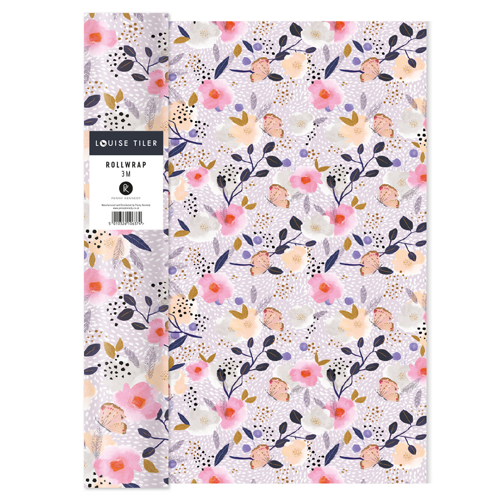 Louise Tiler Pink Floral Roll Wrap 3 m x 70 cm