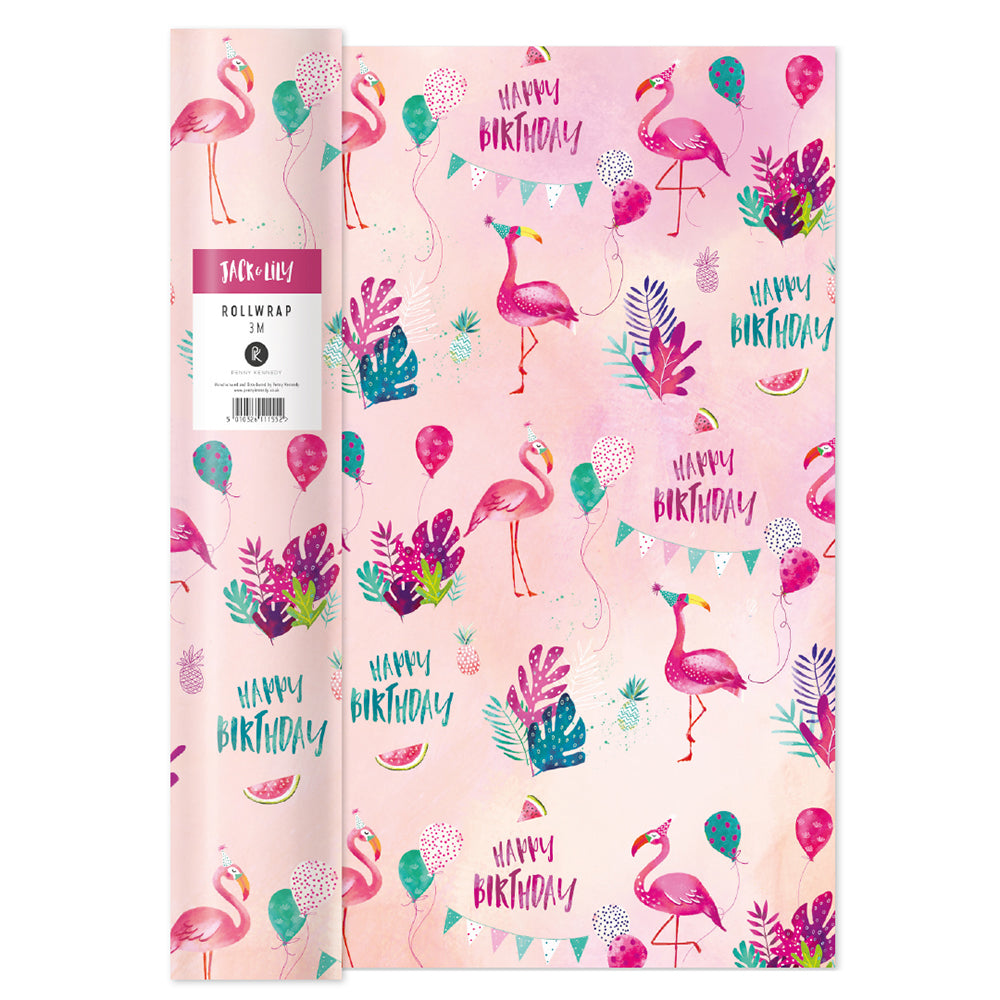Jack & Lily Flamingo Roll Wrap 3 m x 70 cm