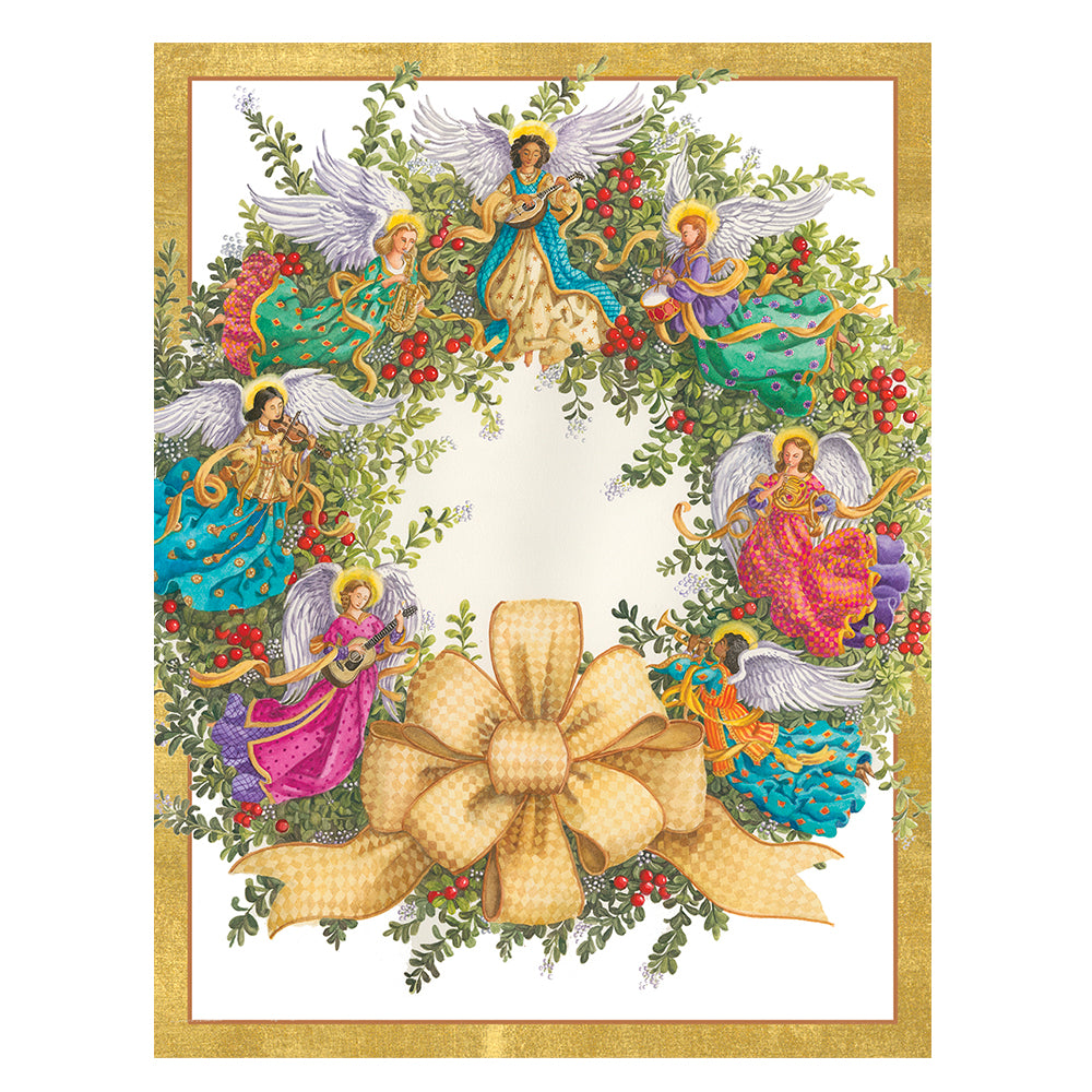 Caspari Christmas Cards Angel Wreath 118mm x 153mm 5 in a pack with envelopes