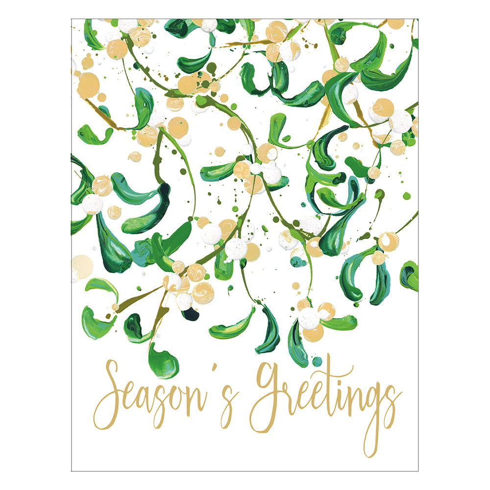 Caspari Christmas Cards Modern Mistletoe 118mm x 153mm 5 in a pack with envelopes