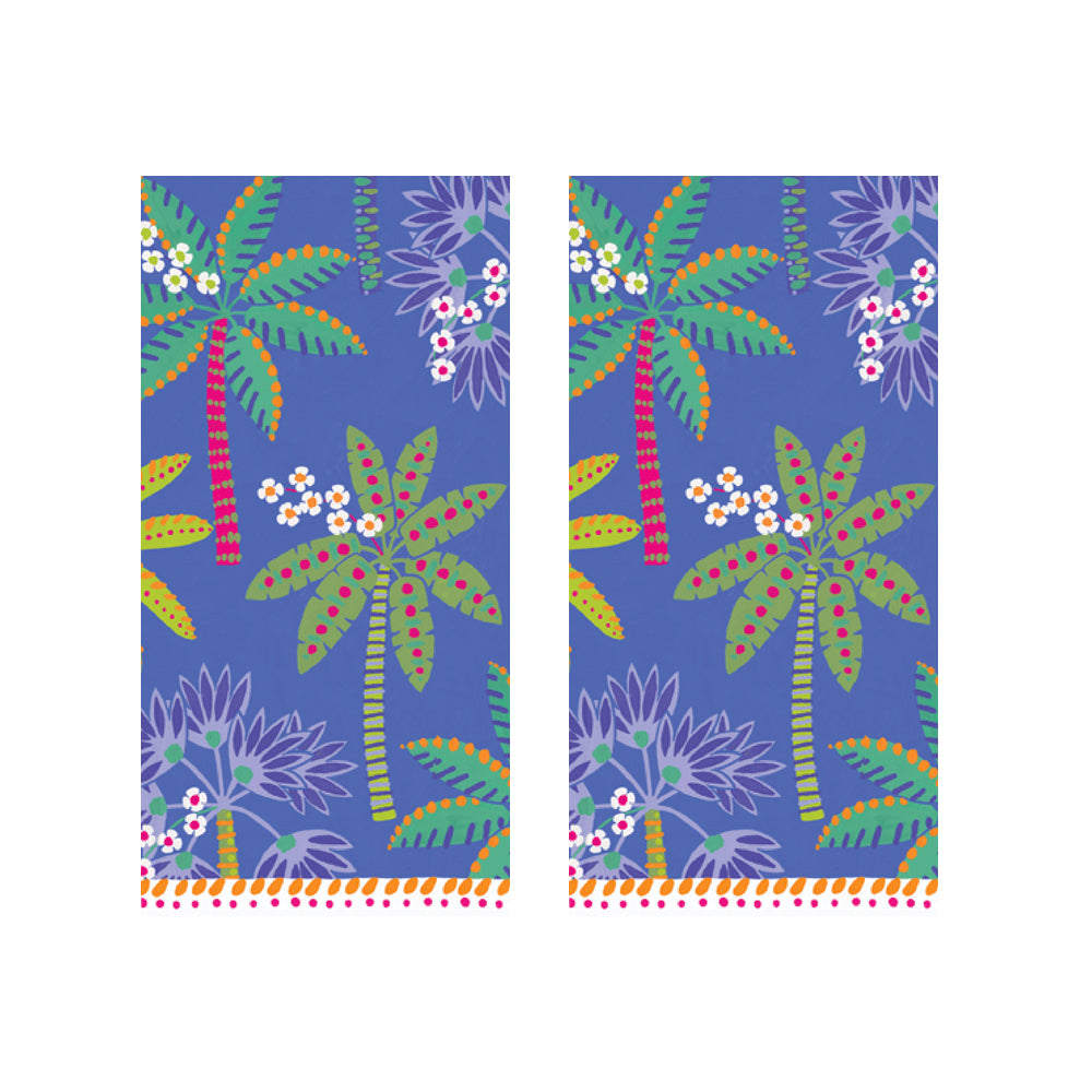 Paradise Palms Caspari Paper Pocket Tissues - 2 packs of 10 tissues 21 cm square
