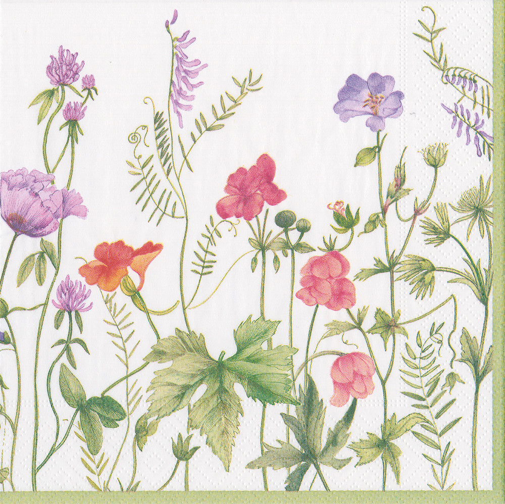 French floral Flowers Caspari Paper Cocktail Napkins 25 cm square 3 ply 20 pack