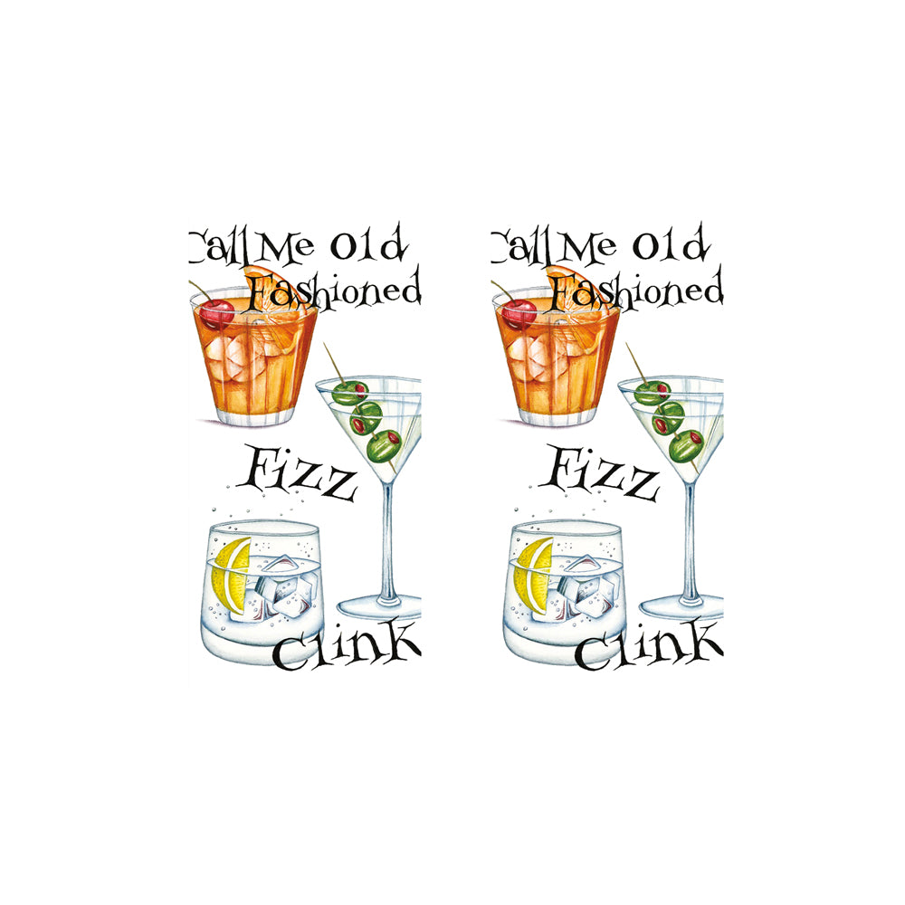 Cocktail hour Caspari Paper Pocket Tissues - 2 packs of 10 tissues 21 cm square