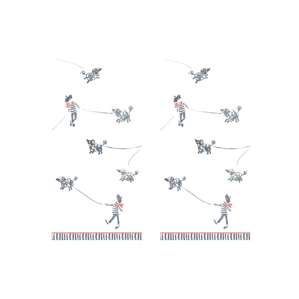 Francois and Fi Fi Dogs Caspari Paper Pocket Tissues - 2 packs of 10 tissues 21 cm square