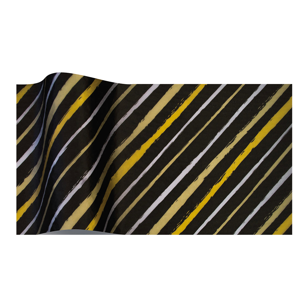 Metal Brush Strokes Gold Black Tissue Paper 5 Sheets of 20 x 30" Satinwrap Tissue Wrapping Paper