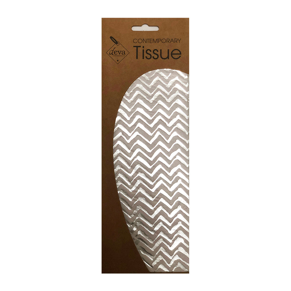 Silver Zig Zag Tissue Paper 4 Sheets of 20 x 30" Deva Tissue Wrapping Paper