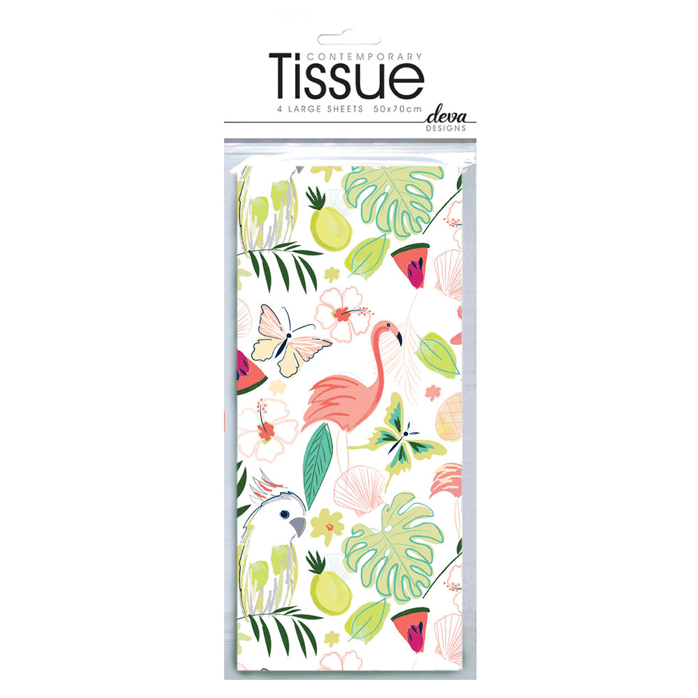 Katie Phythian Flamingo Jungle Tissue Paper 4 Sheets of 20 x 30" Deva Tissue Wrapping Paper