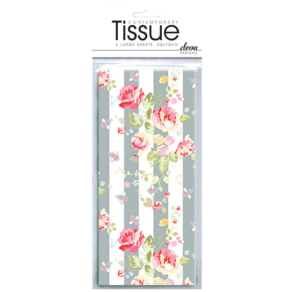 Julie Dodsworth Honey Bee Stripe Tissue Paper 4 Sheets of 20 x 30" Deva Tissue Wrapping Paper