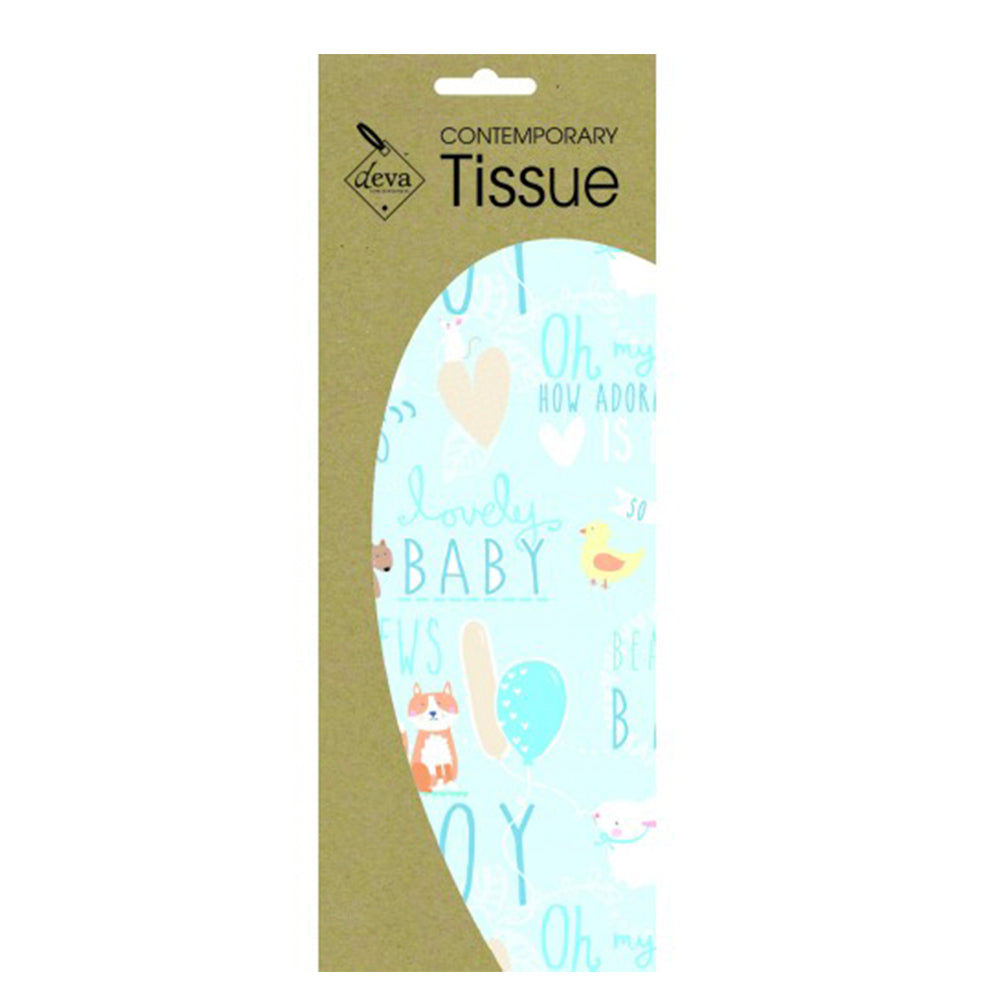 Beautiful Baby Blue Tissue Paper 4 Sheets of 20 x 30" Deva Tissue Wrapping Paper