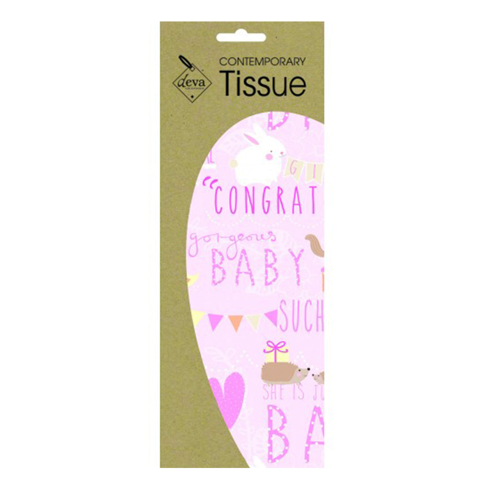 Beautiful Baby Pink Tissue Paper 4 Sheets of 20 x 30" Deva Tissue Wrapping Paper