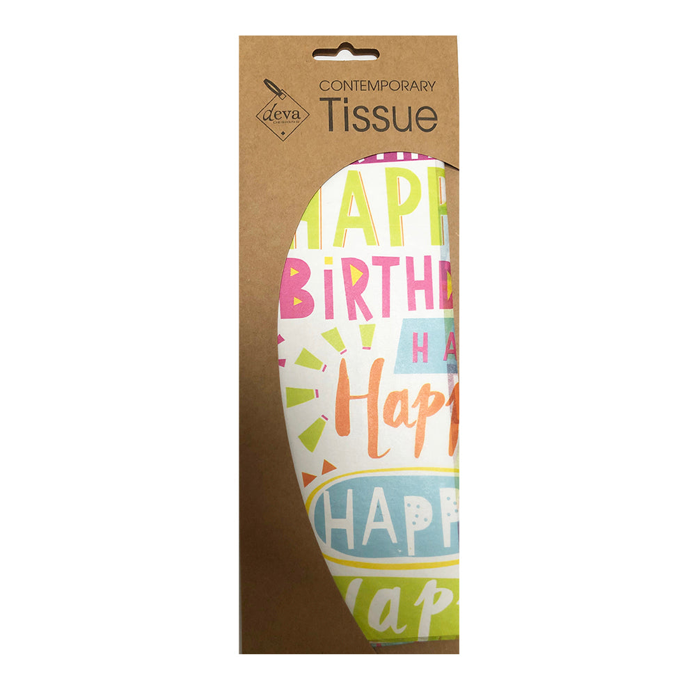 Birthday Glitz Glitter Citrus Text Tissue Paper 4 Sheets of 20 x 30" Deva Tissue Wrapping Paper