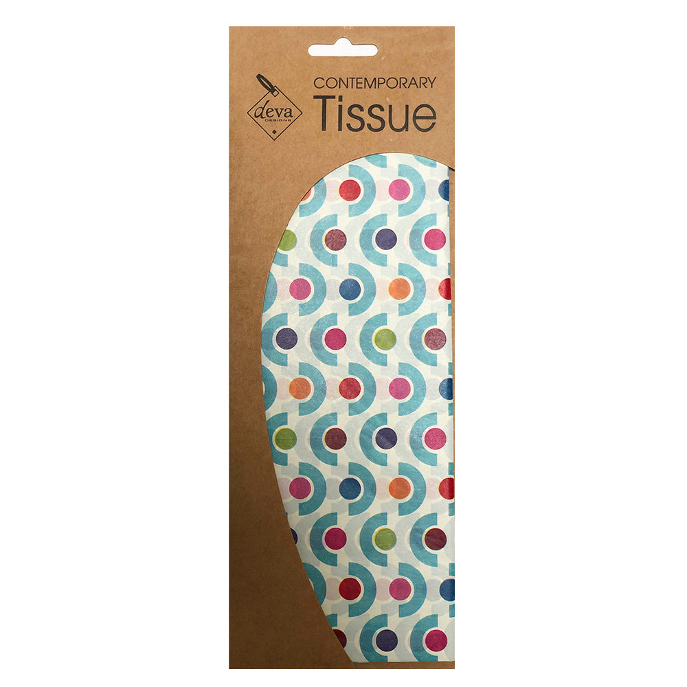 Cirque Blue White Patterned Tissue Paper 4 Sheets of 20 x 30" Deva Tissue Wrapping Paper