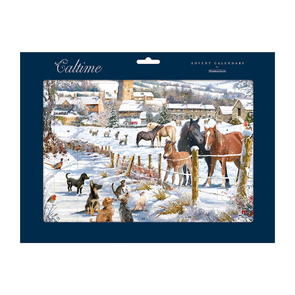 Horses Snowy Lane 350 x 245 mm Caltime Advent Calendar