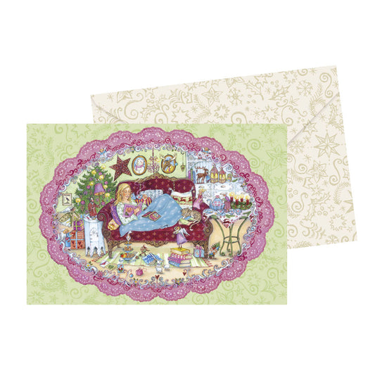 Dreaming Christmas is Coming Soon Advent Calendar Card Coppenrath 16.5 x 11 cm Gold Patterned Envelope